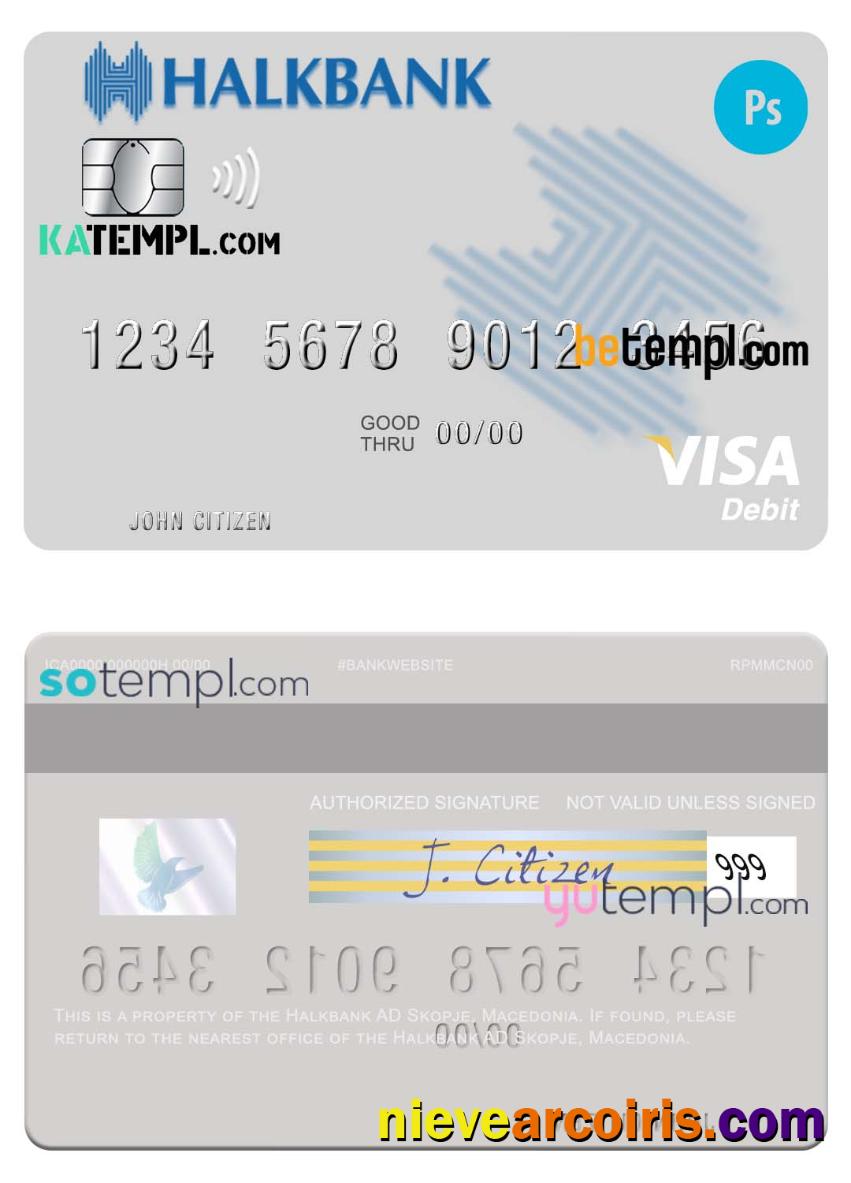 Macedonia Halkbank AD Skopje visa card fully editable